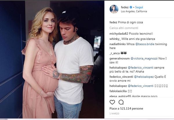 Chiara Ferragni e Fedez annunciano la gravidanza su Instagram