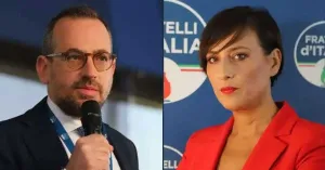 ( Il Sen.Francesco Filini e la Deputata Sara Kelany entrambi di Fdi) 